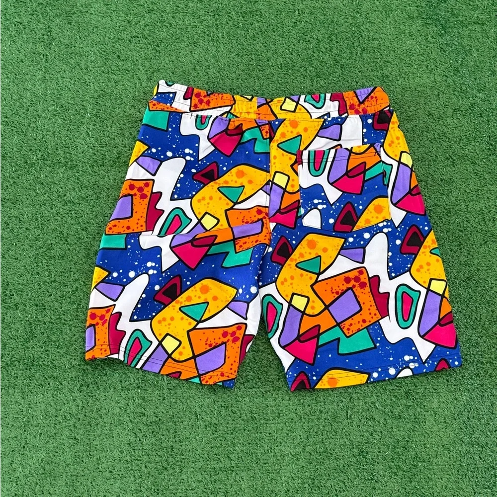 Snap Bright Multicolor Abstract Mens M Street Cartoon Graphics Shorts joggers - Picture 2 of 4